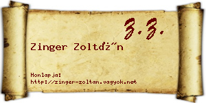 Zinger Zoltán névjegykártya